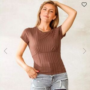 Corset-Inspired Tee - Nutmeg Brown (S) - WILLOW & ROOT